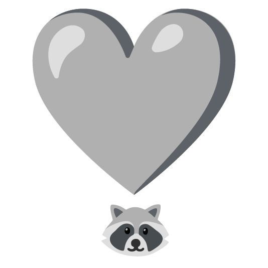 raccoon heavy heart exclamation mark ornament