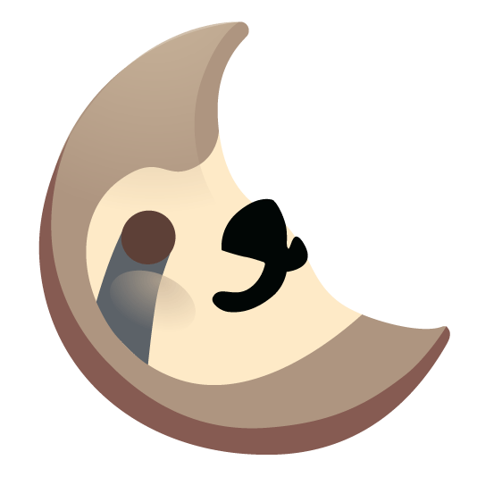 sloth last quarter moon with face