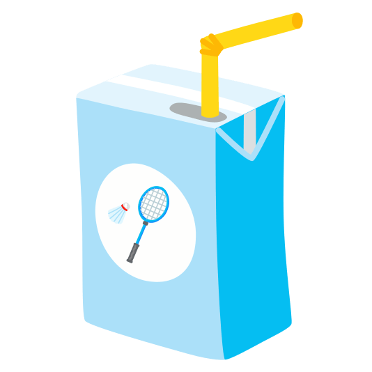 beverage box badminton racquet and shuttlecock