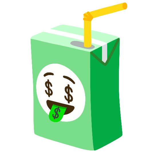 beverage box money mouth face