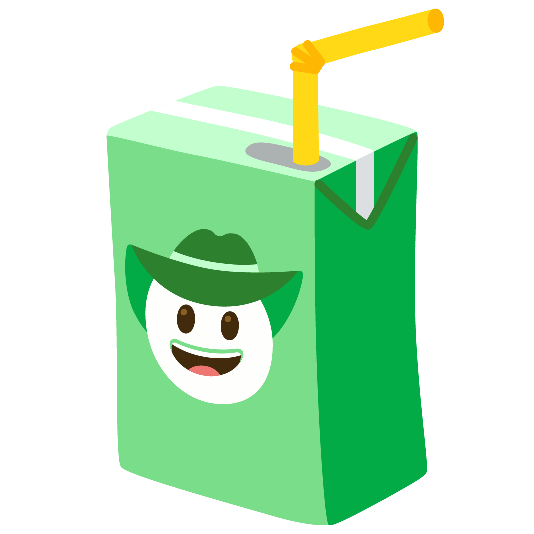 beverage box face with cowboy hat