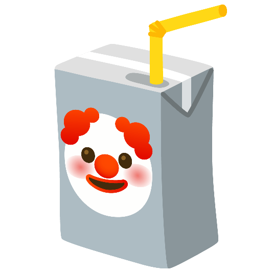 beverage box clown face
