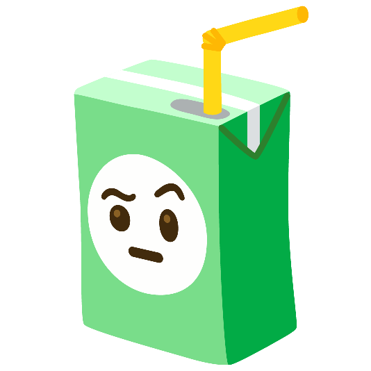 beverage box face with raised eyebrow