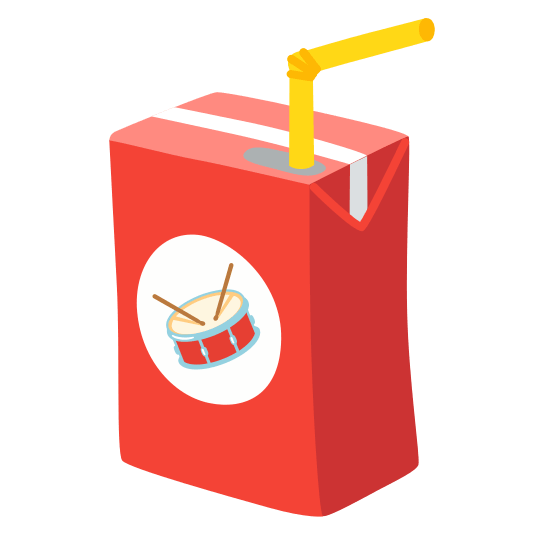 beverage box drum with drumsticks