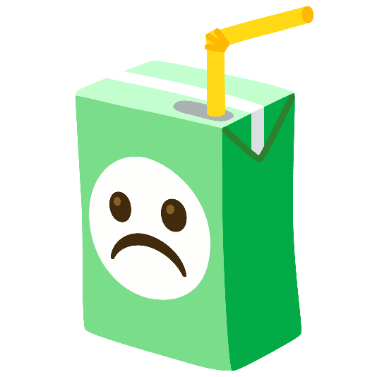 beverage box white frowning face