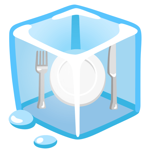 ice cube knife fork plate