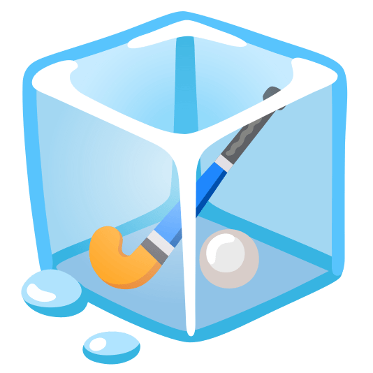 ice cube field hockey stick and ball