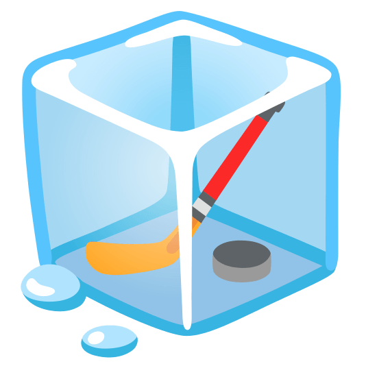 ice cube ice hockey stick and puck