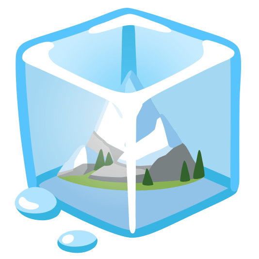 ice cube snow capped mountain