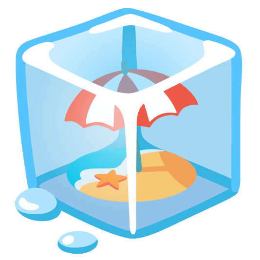 ice cube beach with umbrella