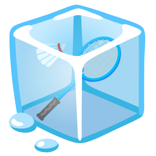 ice cube badminton racquet and shuttlecock