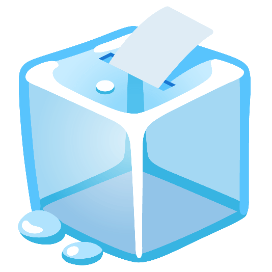 ice cube ballot box with ballot
