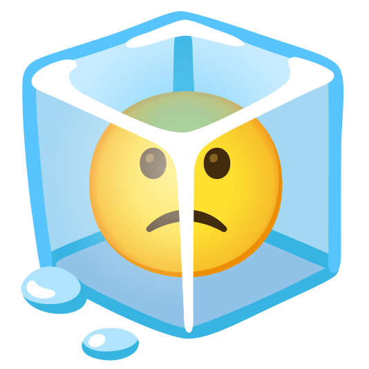 ice cube slightly frowning face