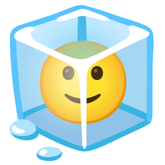 ice cube slightly smiling face