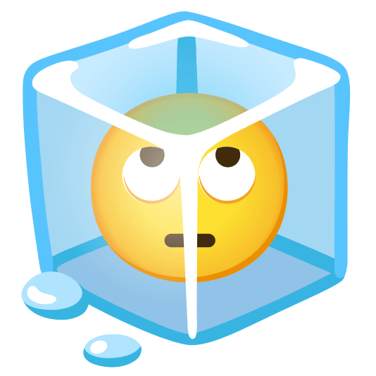 ice cube face with rolling eyes