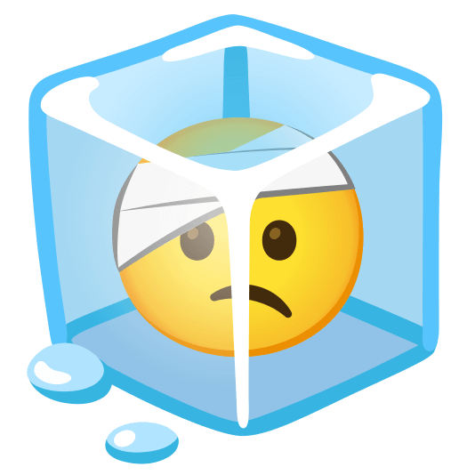 ice cube face with head bandage