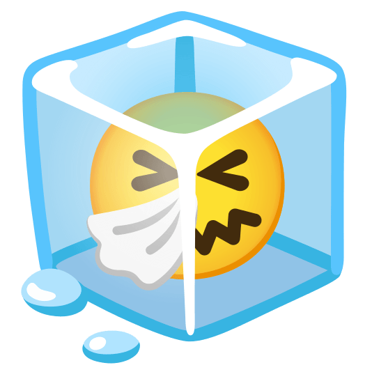 ice cube sneezing face