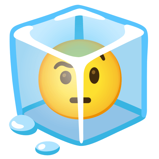 ice cube face with raised eyebrow