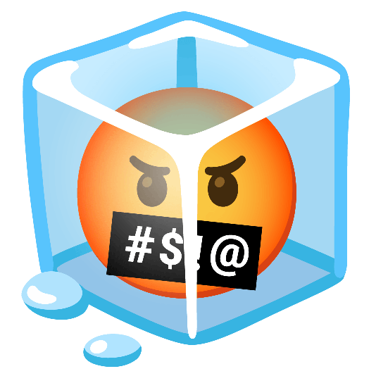 ice cube face with symbols on mouth