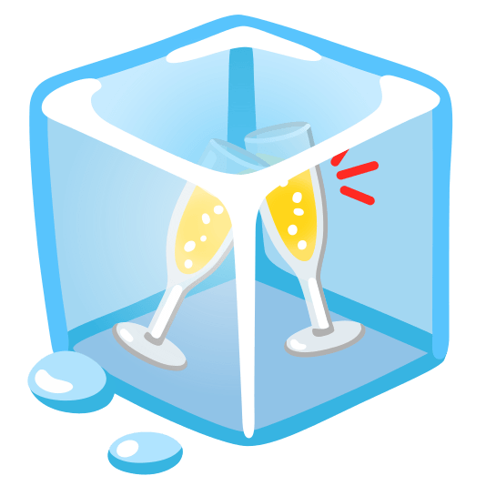 ice cube clinking glasses