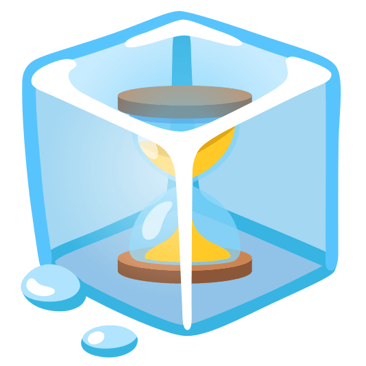 ice cube hourglass flowing sand