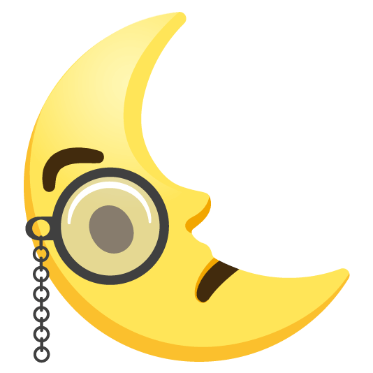 face with monocle last quarter moon with face