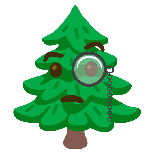 face with monocle evergreen tree
