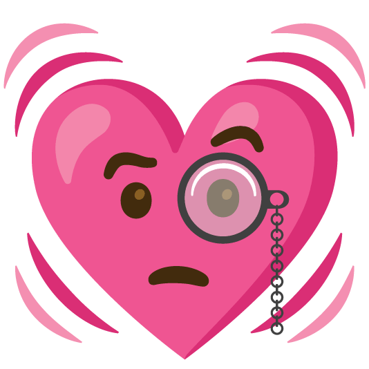 face with monocle heartbeat