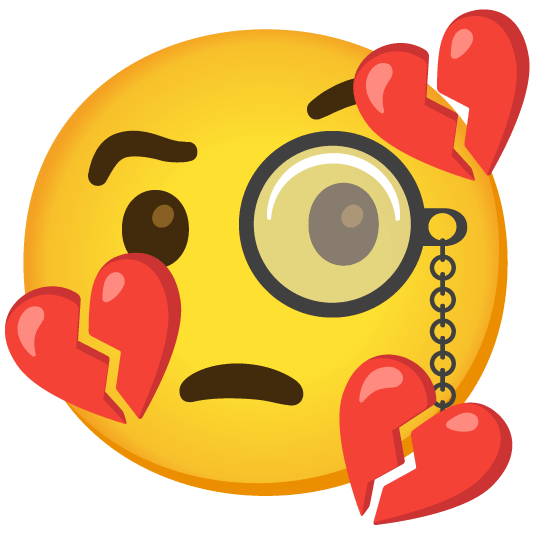 face with monocle broken heart
