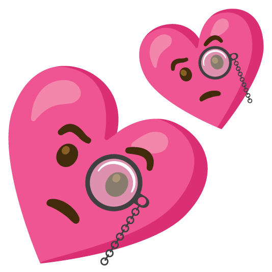 face with monocle two hearts