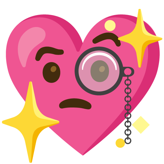 face with monocle sparkling heart