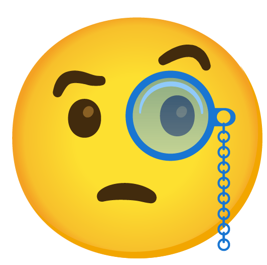 face with monocle blue heart