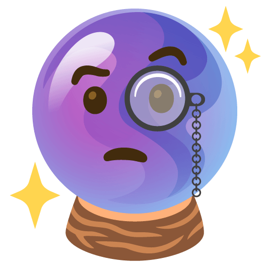 face with monocle crystal ball