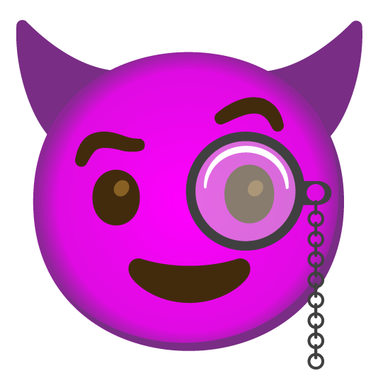 face with monocle smiling imp