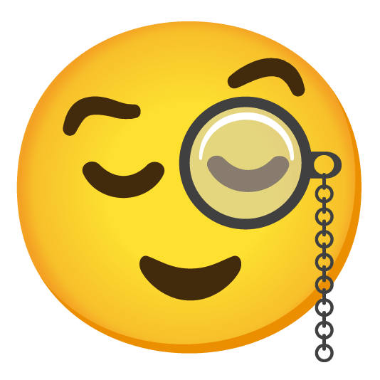 face with monocle relieved