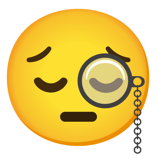 face with monocle pensive