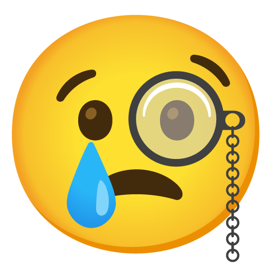 face with monocle cry