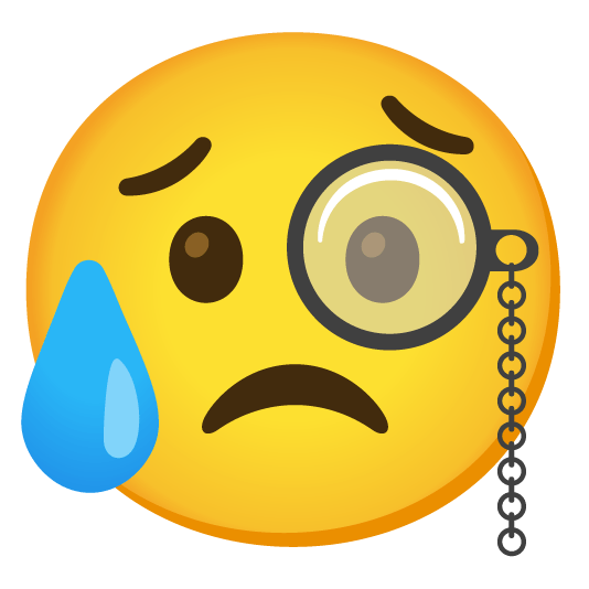 face with monocle disappointed relieved