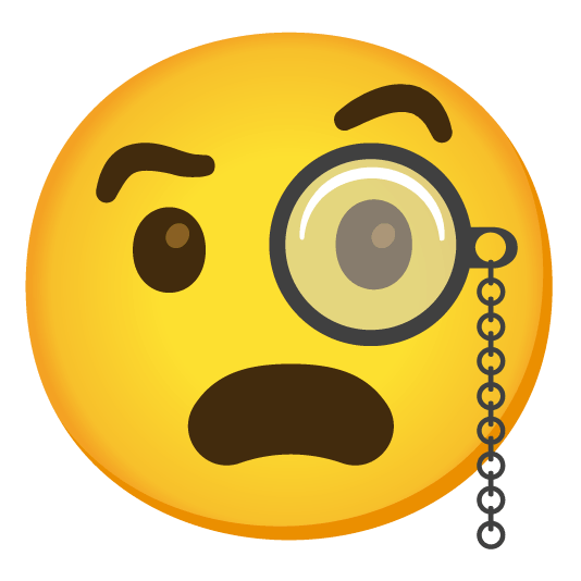 face with monocle frowning