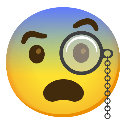 face with monocle fearful