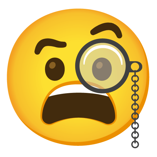 face with monocle weary