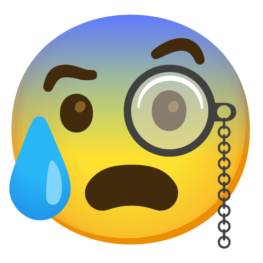 face with monocle cold sweat