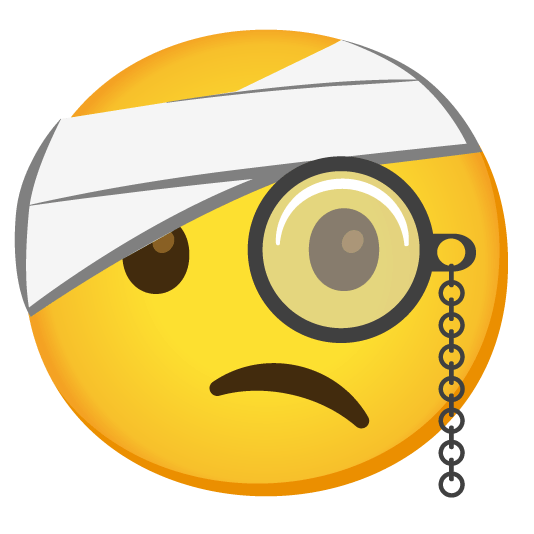 face with monocle face with head bandage