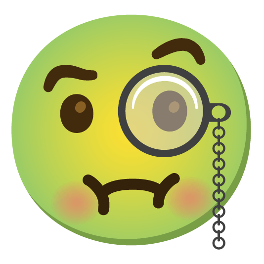 face with monocle nauseated face