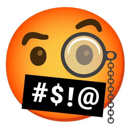 face with monocle face with symbols on mouth