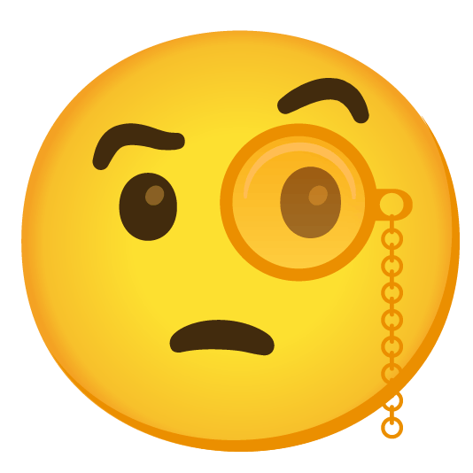 face with monocle orange heart