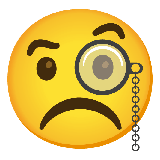 face with monocle white frowning face