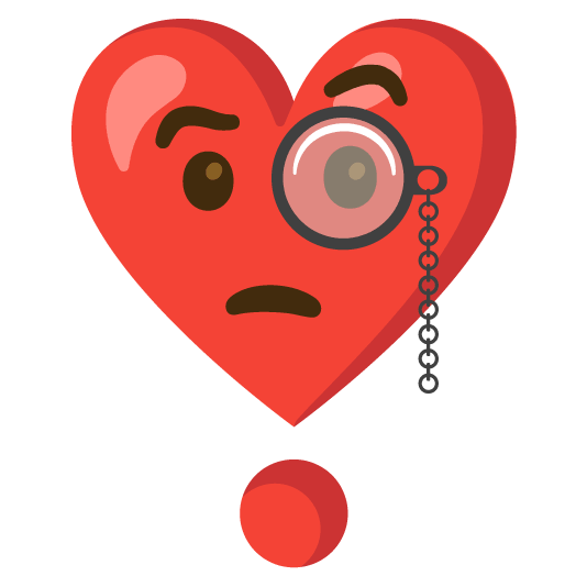 face with monocle heavy heart exclamation mark ornament