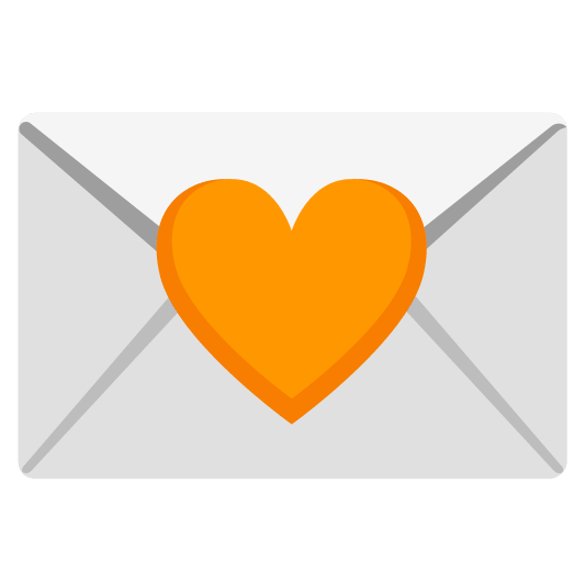 orange heart love letter