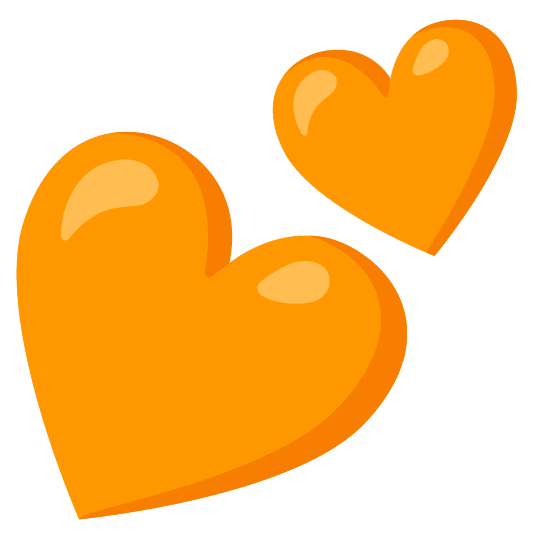 orange heart two hearts
